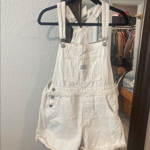 white levi overalls